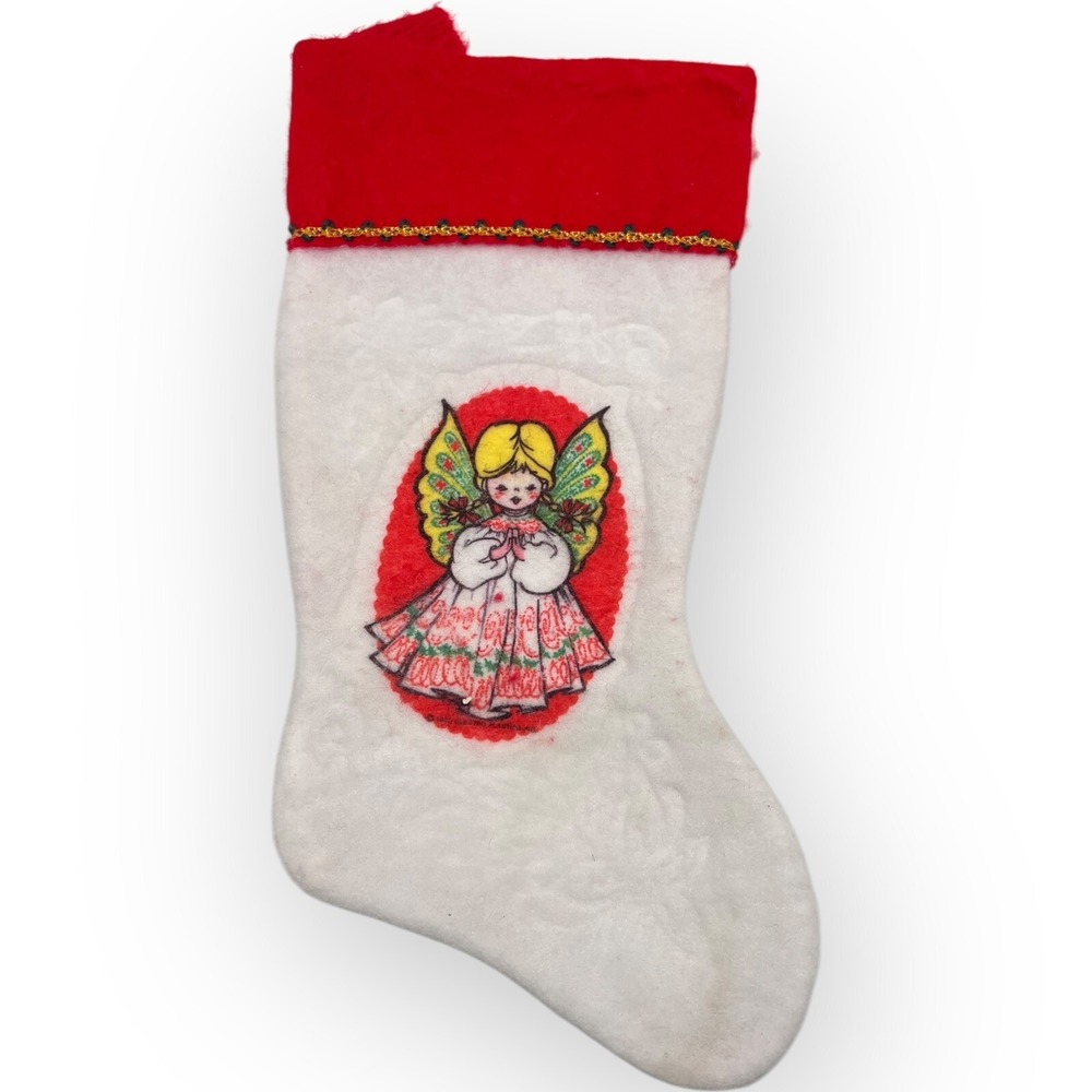 Vintage 1980 Electo Plastics Inc Angel Christmas Stocking 14"